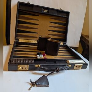 Authentic Christian Dior Paris Backgammon Case - Brown Leather - Vintage Luxury